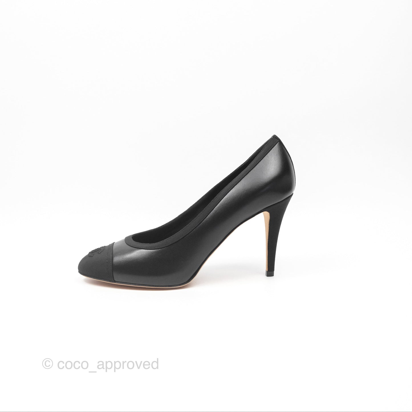Chanel Classic Heels CC Black Lambskin Size 39.5