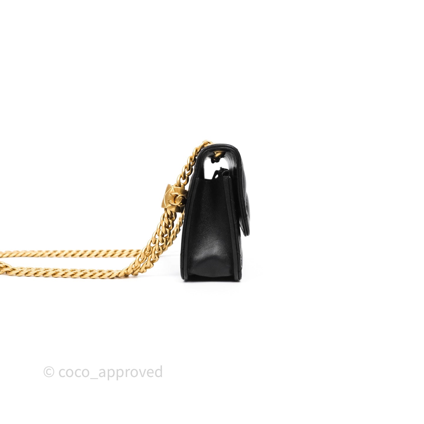 Chanel All Slide Adjustable Chain Phone Holder WOC Black Lambskin