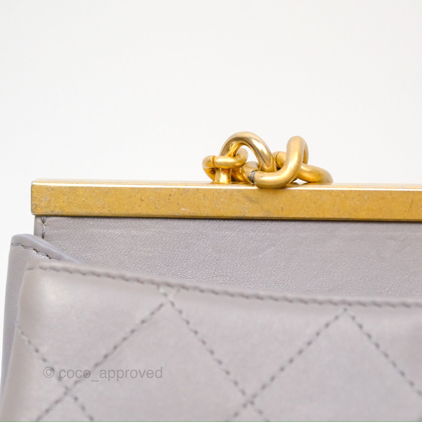 Chanel Small Quilted Coco Luxe Flap Bag Grey Calfskin Aged Gold Hardware