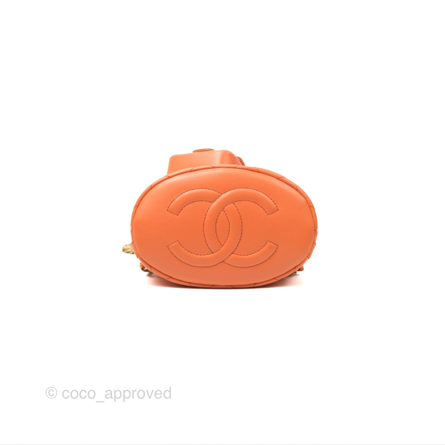 Chanel Small Drawstring Backpack Orange Calfskin Aged Gold Hardware 23A