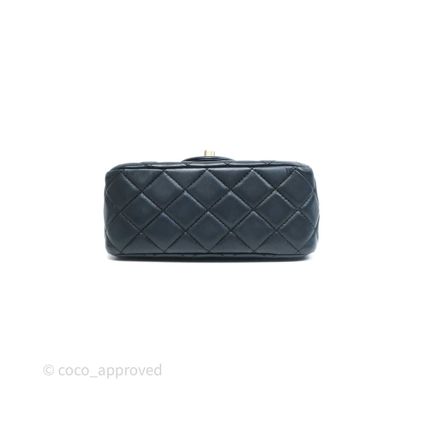 Chanel Pearl Crush Mini Square Quilted Black Lambskin Aged Gold Hardware