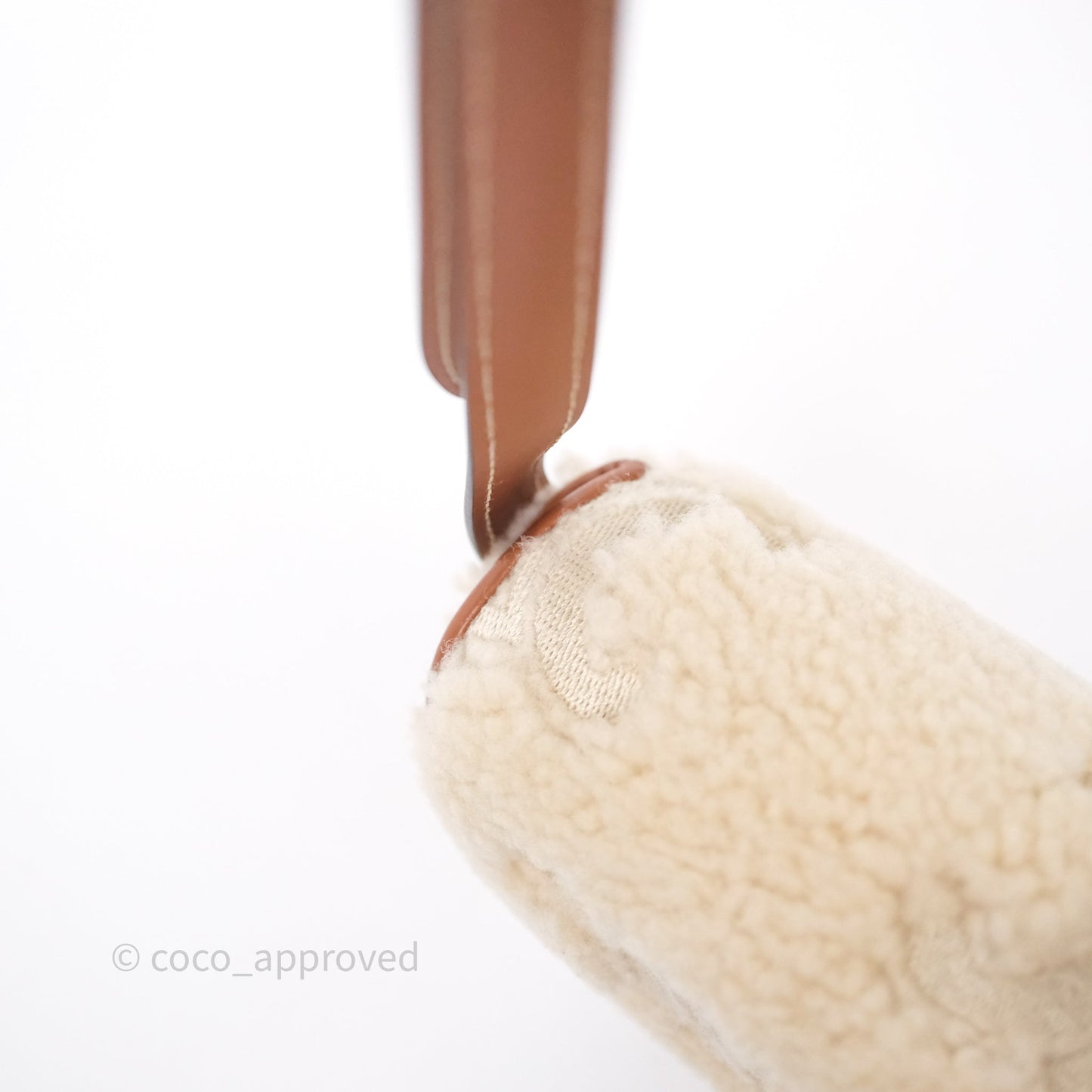 Celine Triomphe Shoulder Bag Beige Shearling