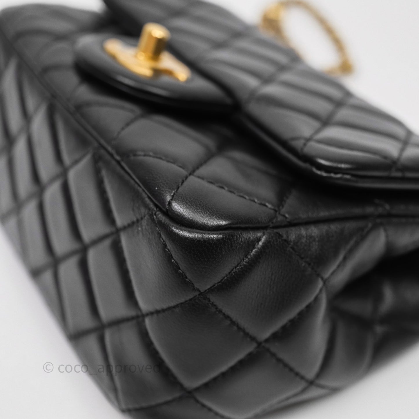Chanel Pearl Crush Mini Square Quilted Black Lambskin Aged Gold Hardware