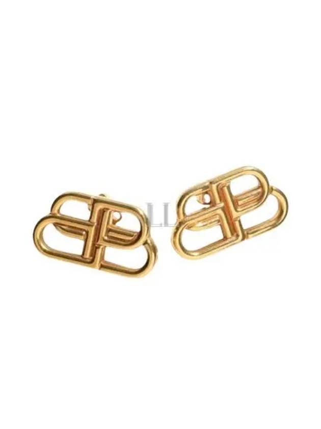 Luxury Balenciaga BB Logo Stud Earrings Gold
