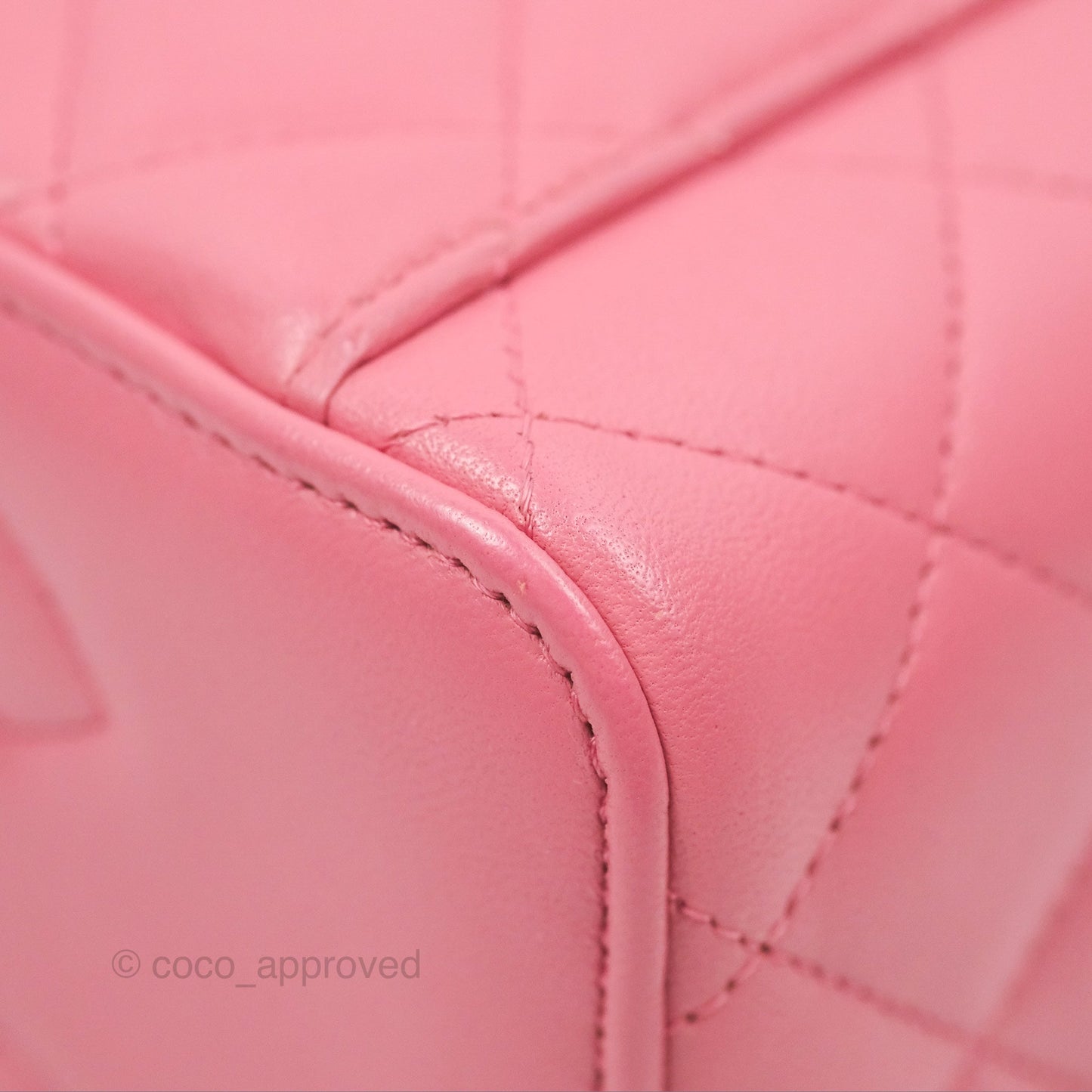 Chanel Vanity Rectangular Top Handle Pink Lambskin Gold Hardware