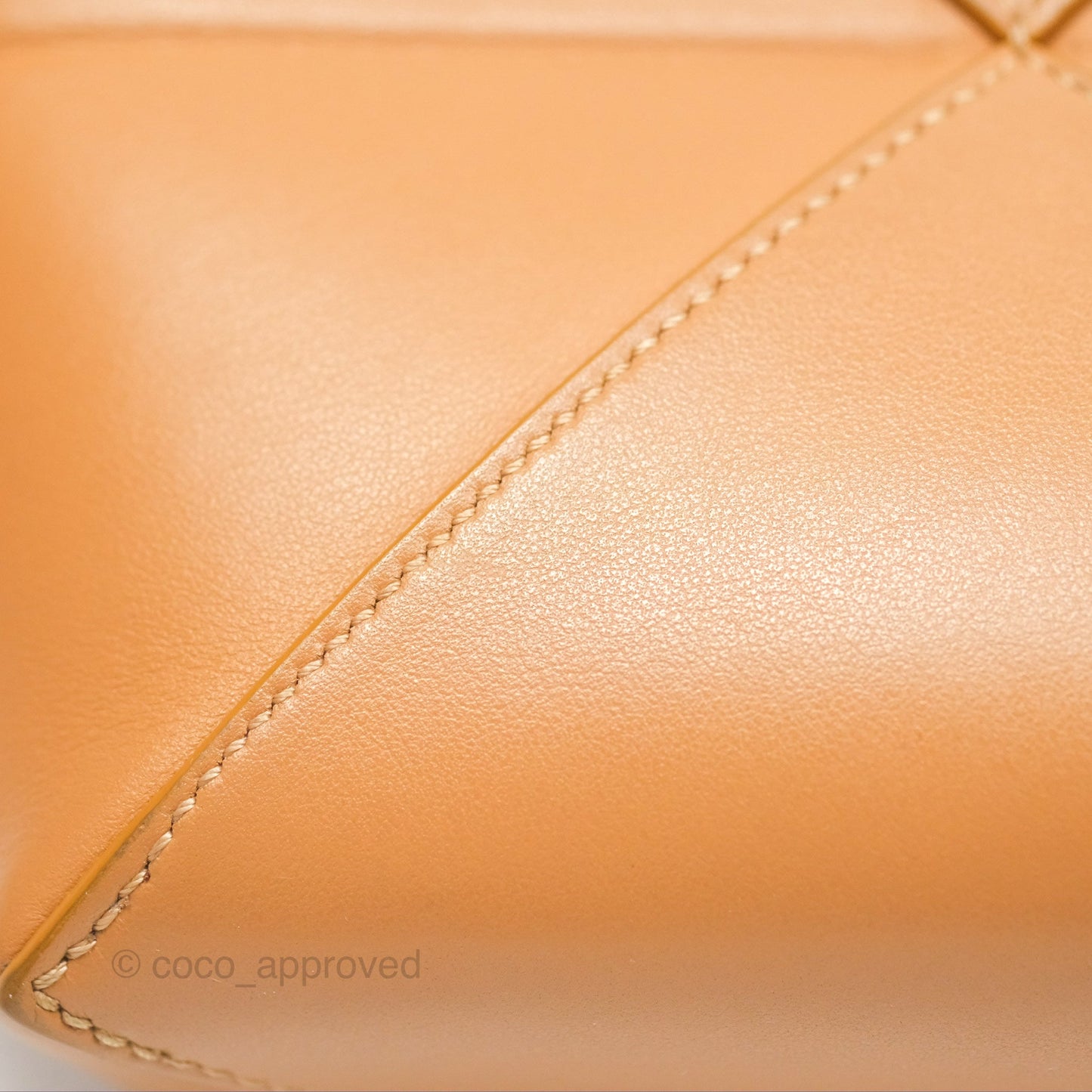 Loewe Mini Puzzle Fold Tote In Shiny Calfskin Warm Desert