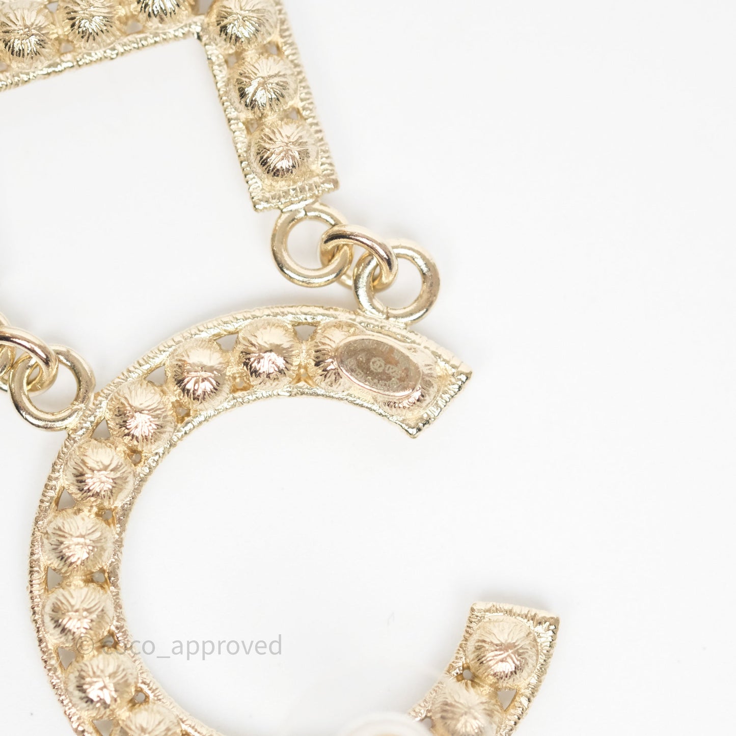 Chanel Crystal Cha-Nel Logo Drop Earrings Gold Tone 20V