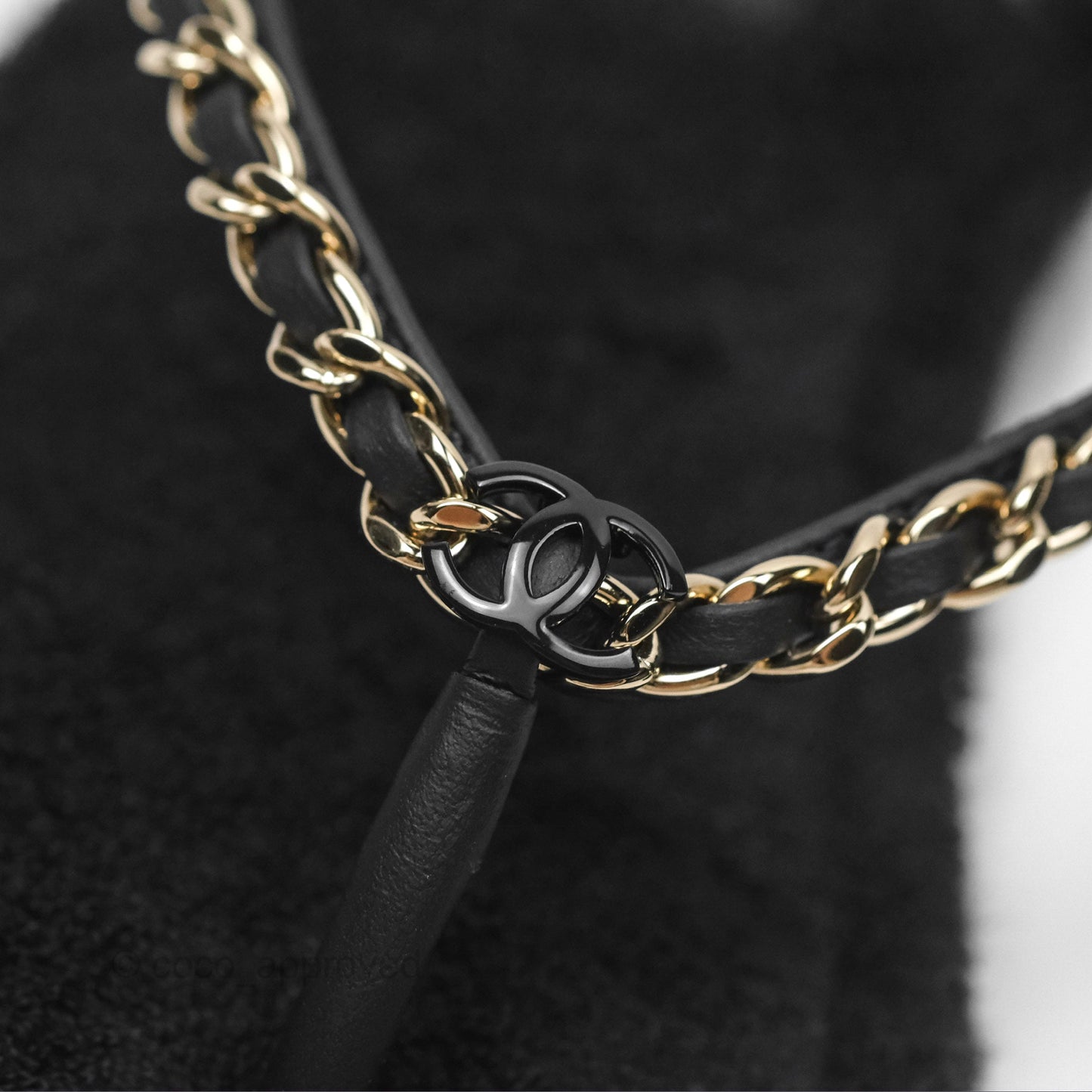 Chanel Chain Terry Slide Thong Sandals Black Size 39