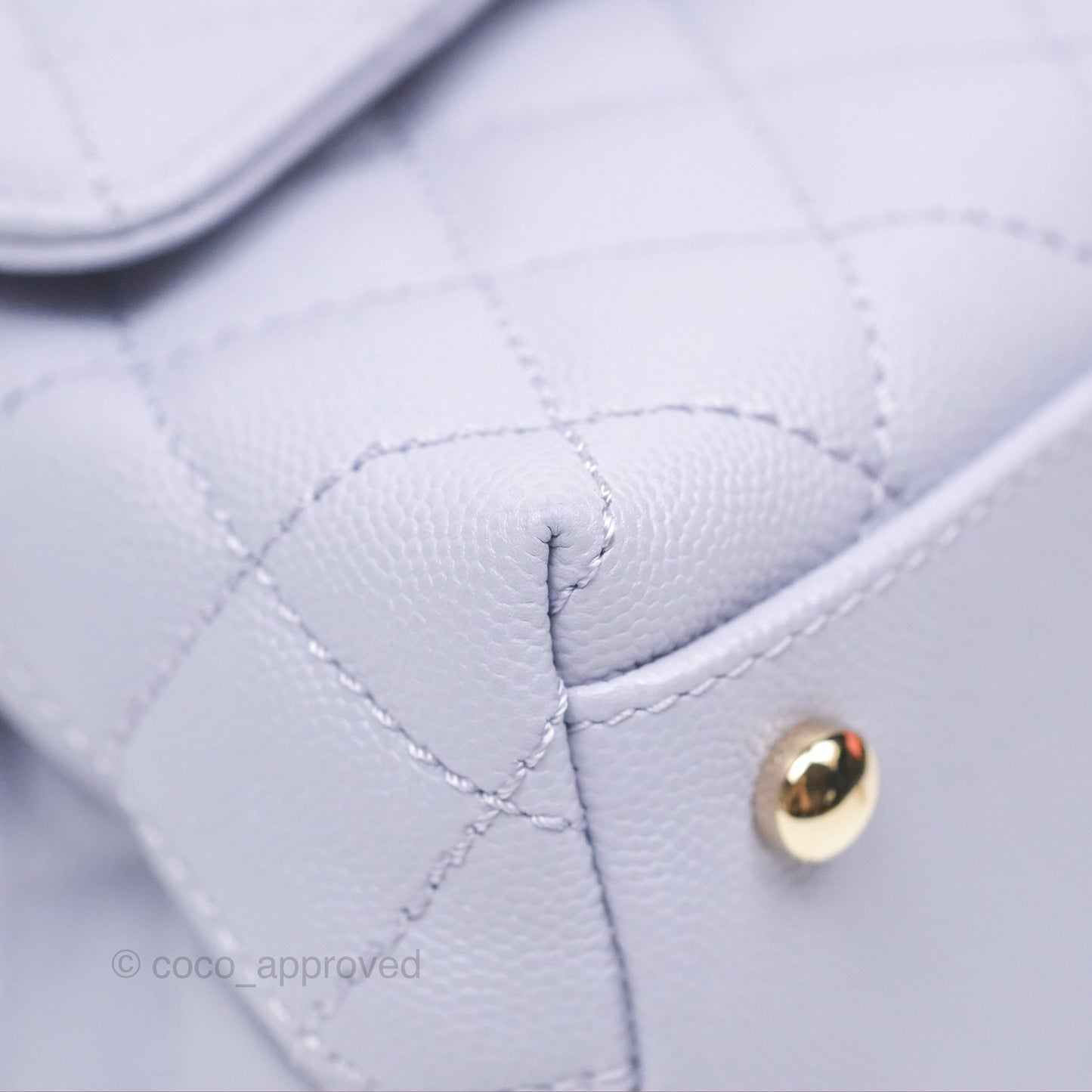 Chanel Small Coco Handle Quilted Lilac Caviar Gold Hardware