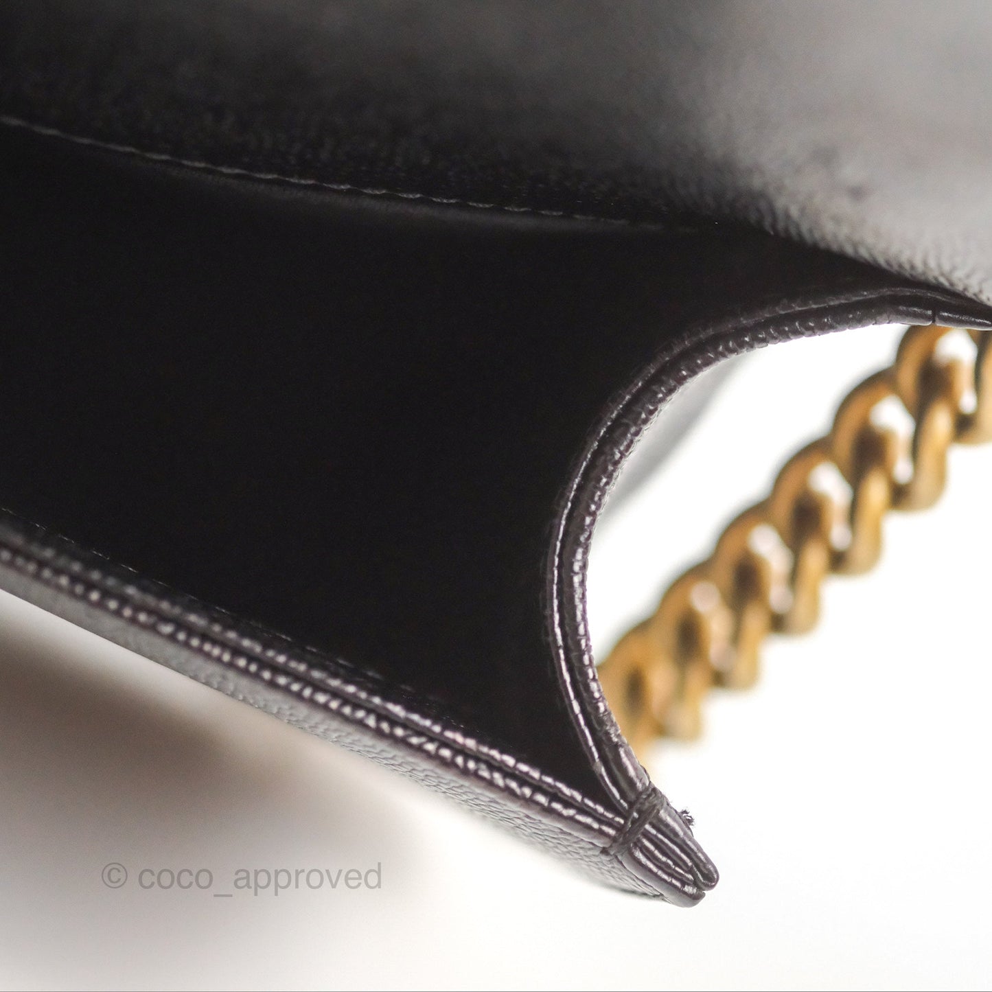 Chanel Chevron Medium Boy Black Caviar Aged Gold Hardware
