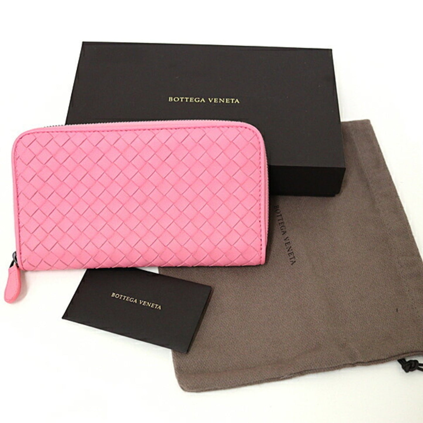 Luxury Bottega Veneta  pink Leather Long Wallet (Bi-Fold) ()