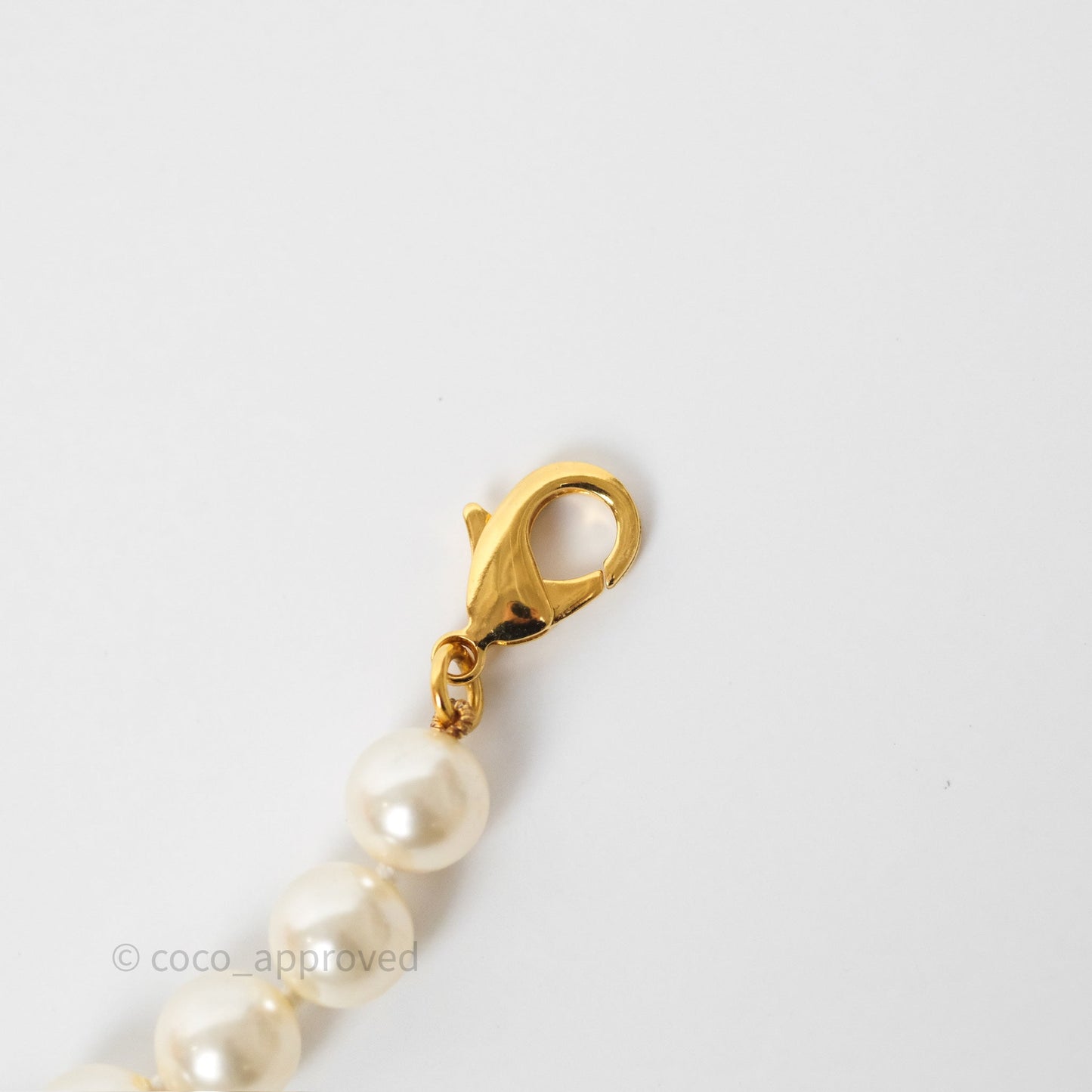 Chanel CC Pearl Long Necklace Gold Tone 20A