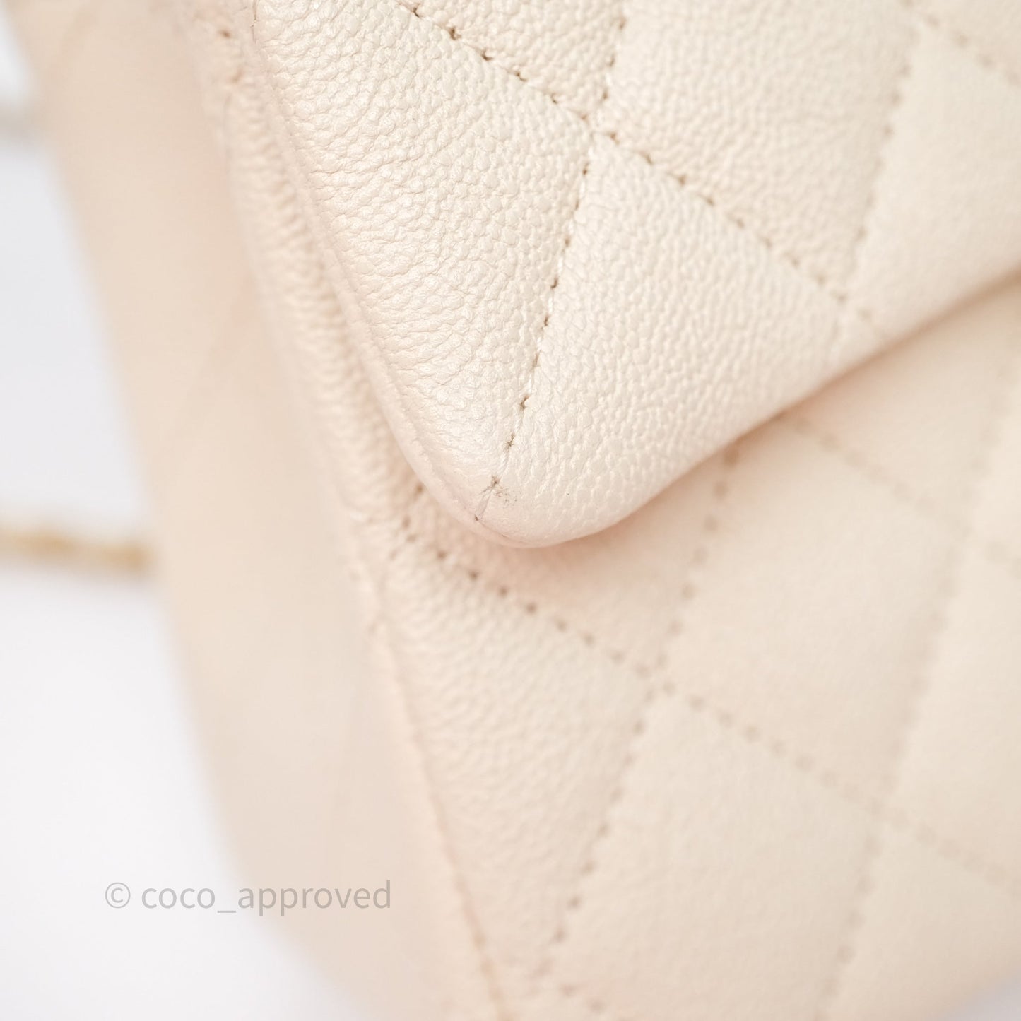 Chanel Top Handle Mini Rectangular Flap Bag Ivory Beige Caviar Gold Hardware