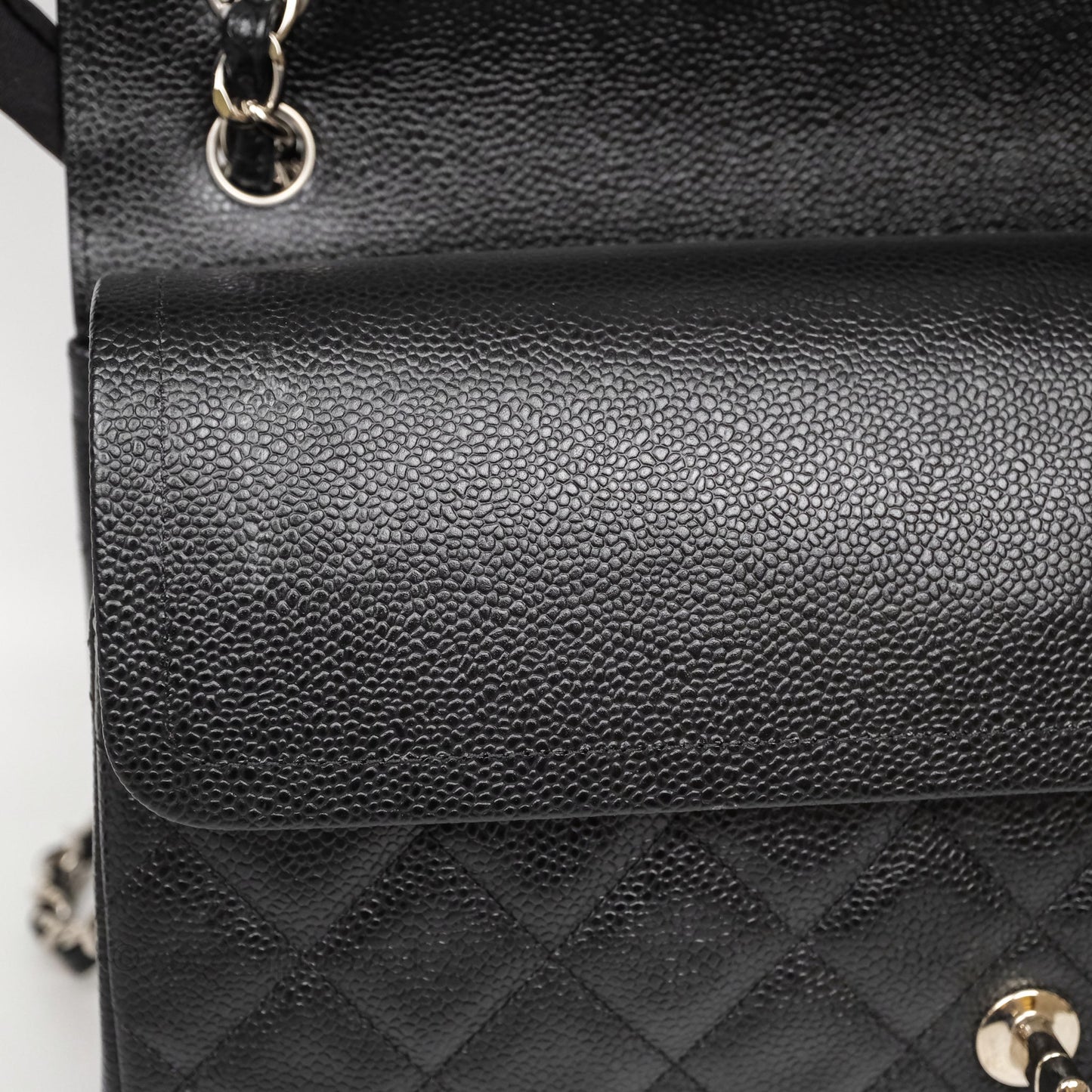 Chanel Jumbo Double Flap Black Caviar Silver Hardware⁣⁣
