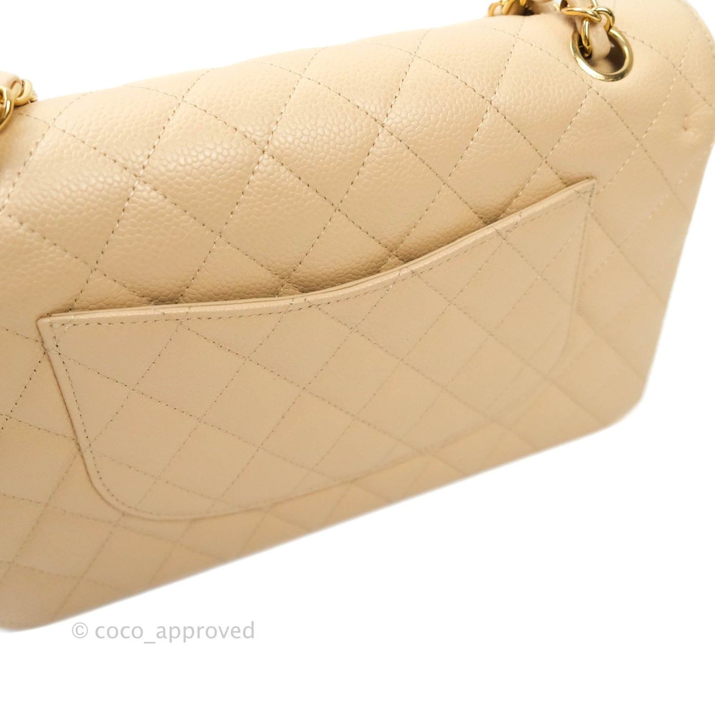 Chanel M/L Medium Double Flap Bag Beige Caviar Gold Hardware