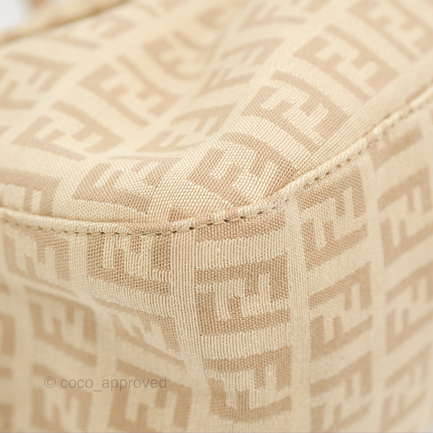 Fendi Vintage Baguette Shoulder Bag Beige Zucchino Canvas