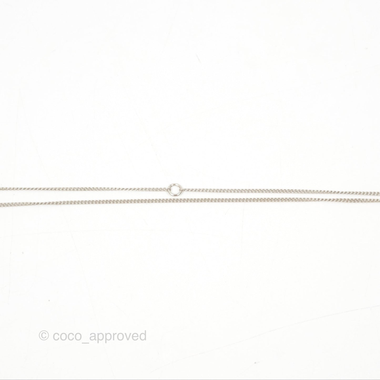 Chanel Crystal CC Pearl Drop Necklace Silver Tone 11P