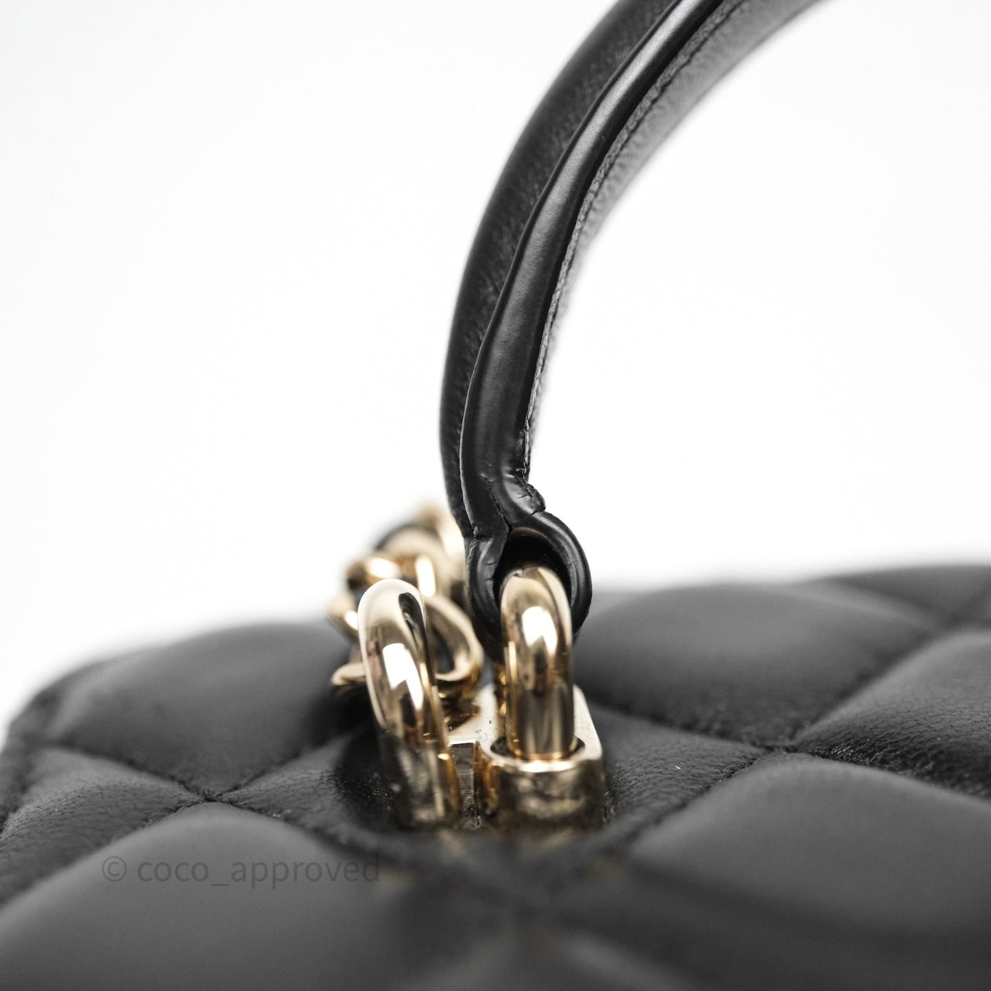 Chanel Vanity Rectangular Top Handle Black Lambskin Light Gold Hardware