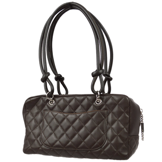 Luxury Chanel Brown Calfskin Cambon Ligne Bowling Handbag