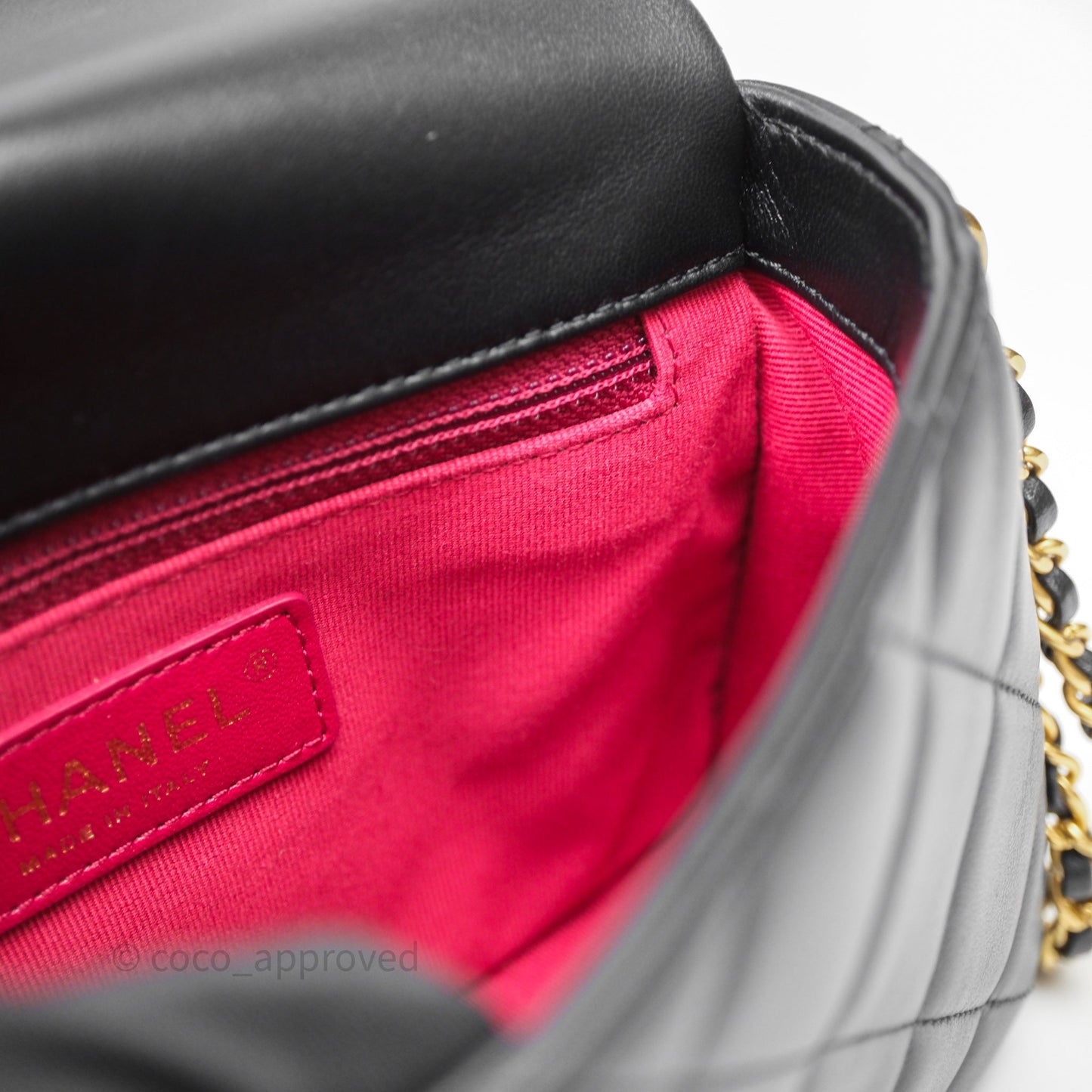 Chanel My Perfect Mini With Pearl Quilted Black Lambskin Gold Hardware