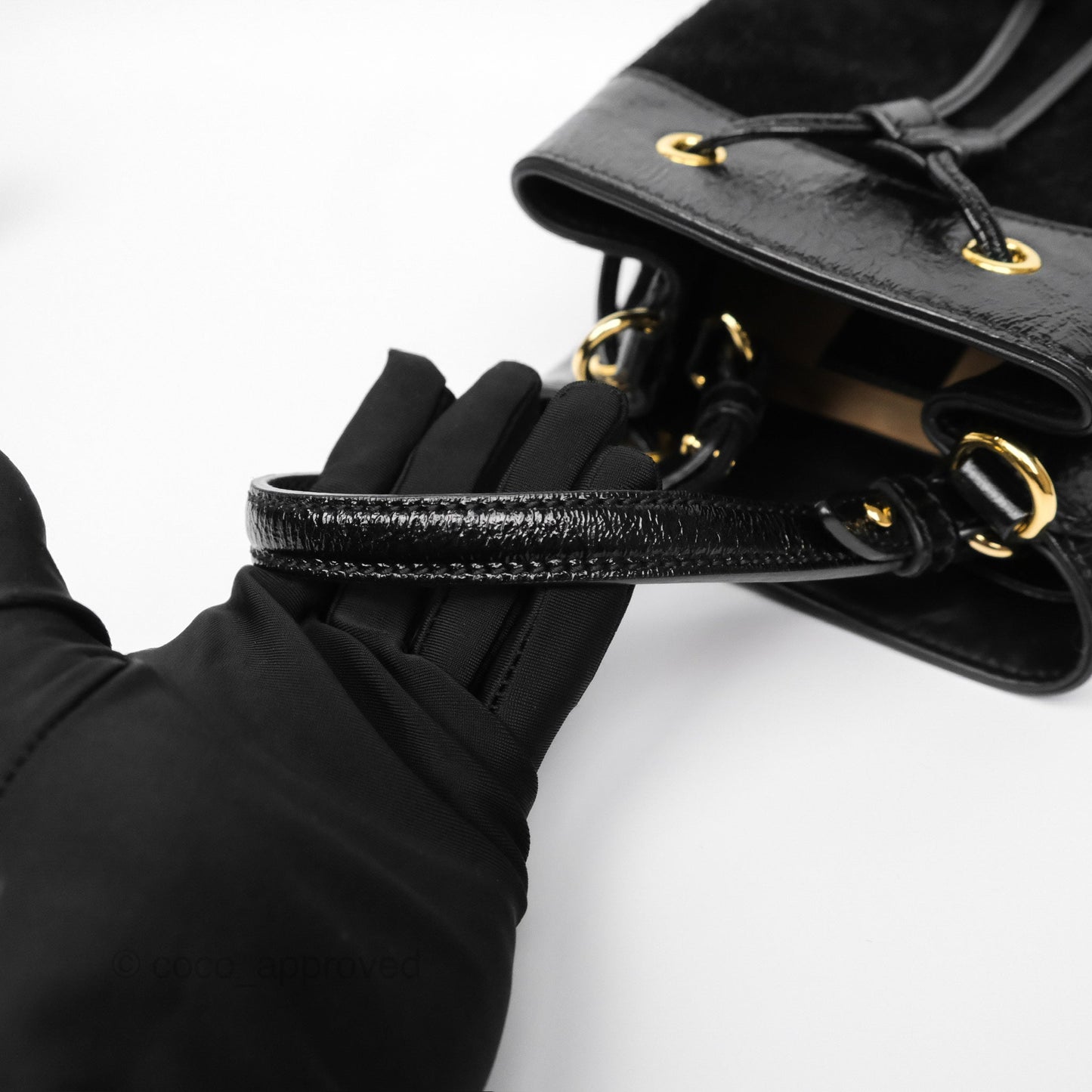 Gucci Small Ophidia Bucket Bag Black Suede