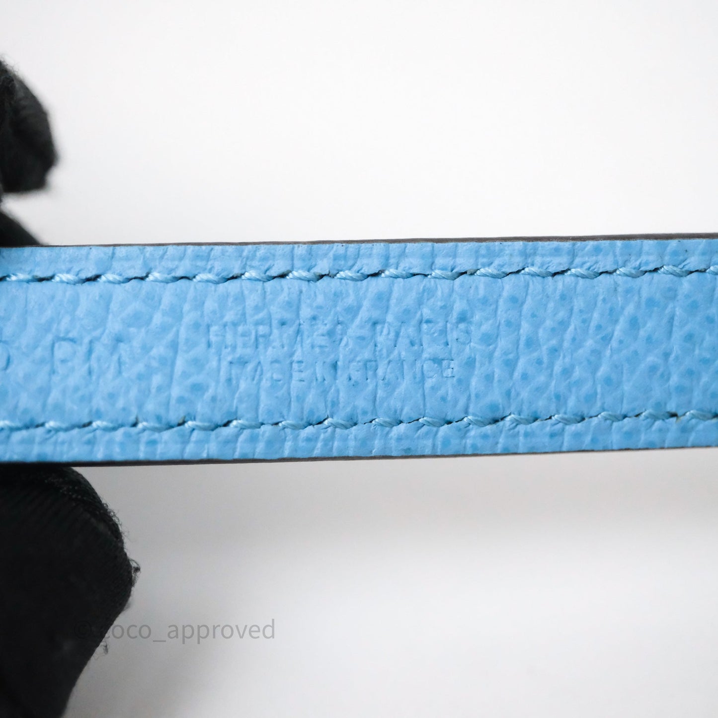 Hermès Lucky 15 Light Blue Reversible Swift/Epsom Belt Palladium Hardware