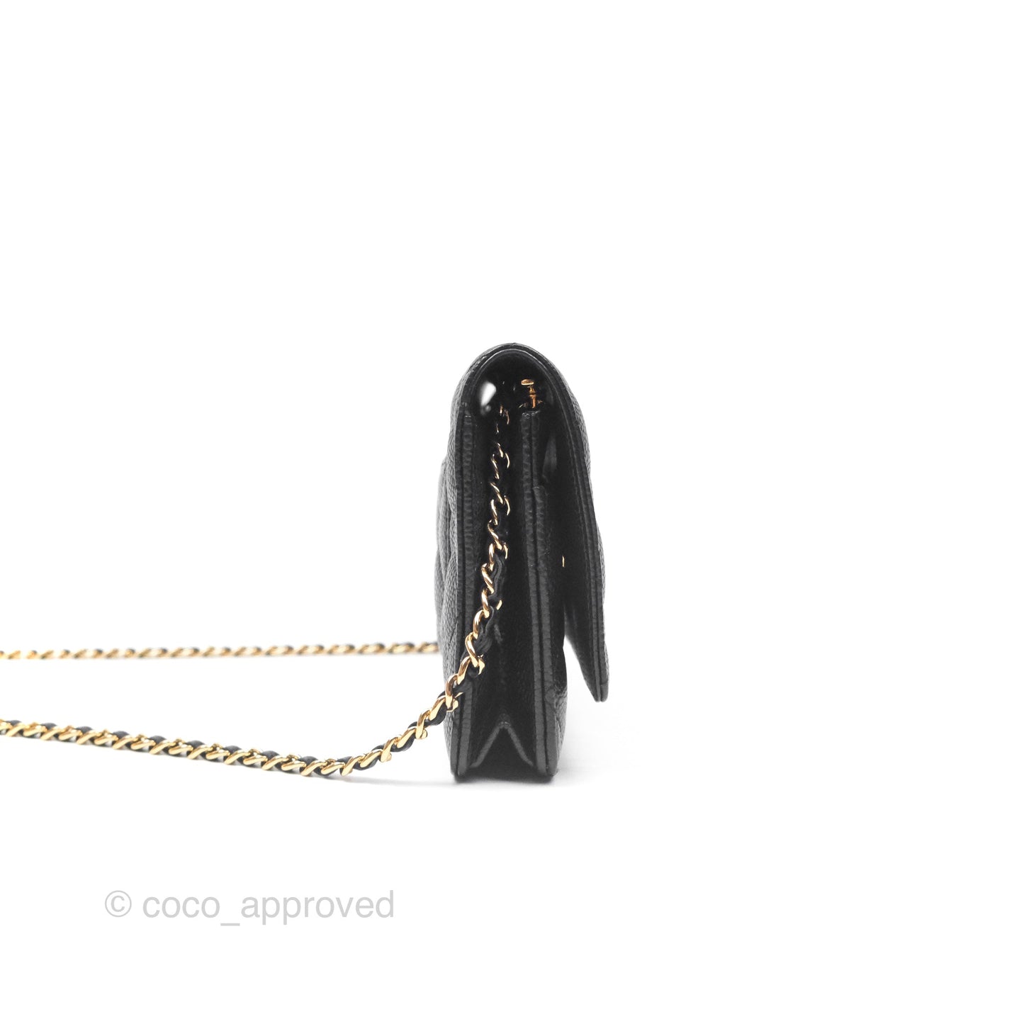 Chanel Classic Wallet On Chain WOC Quilted Black Caviar Gold Hardware