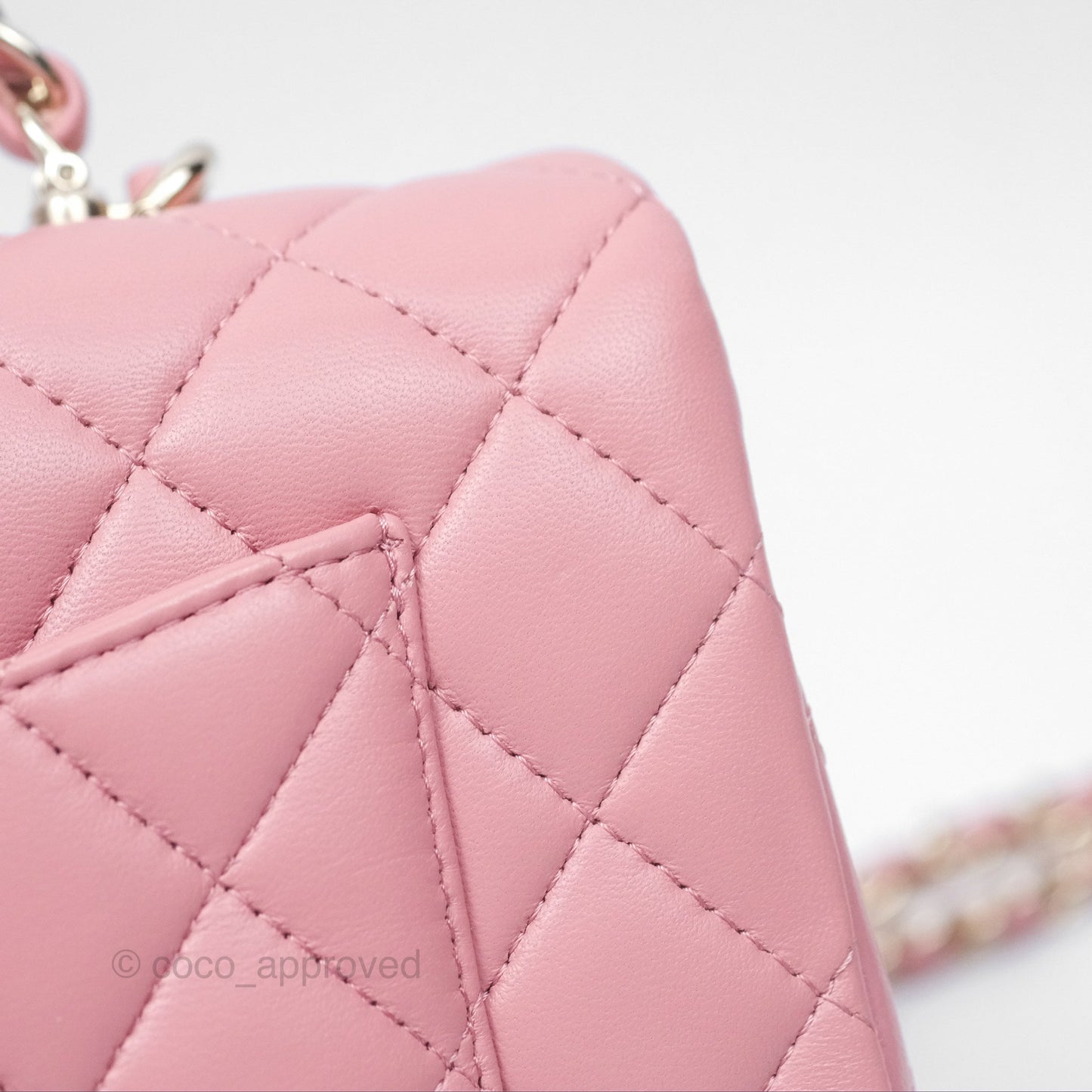Chanel Top Handle Mini Rectangular Flap Bag Pink Lambskin Gold Hardware