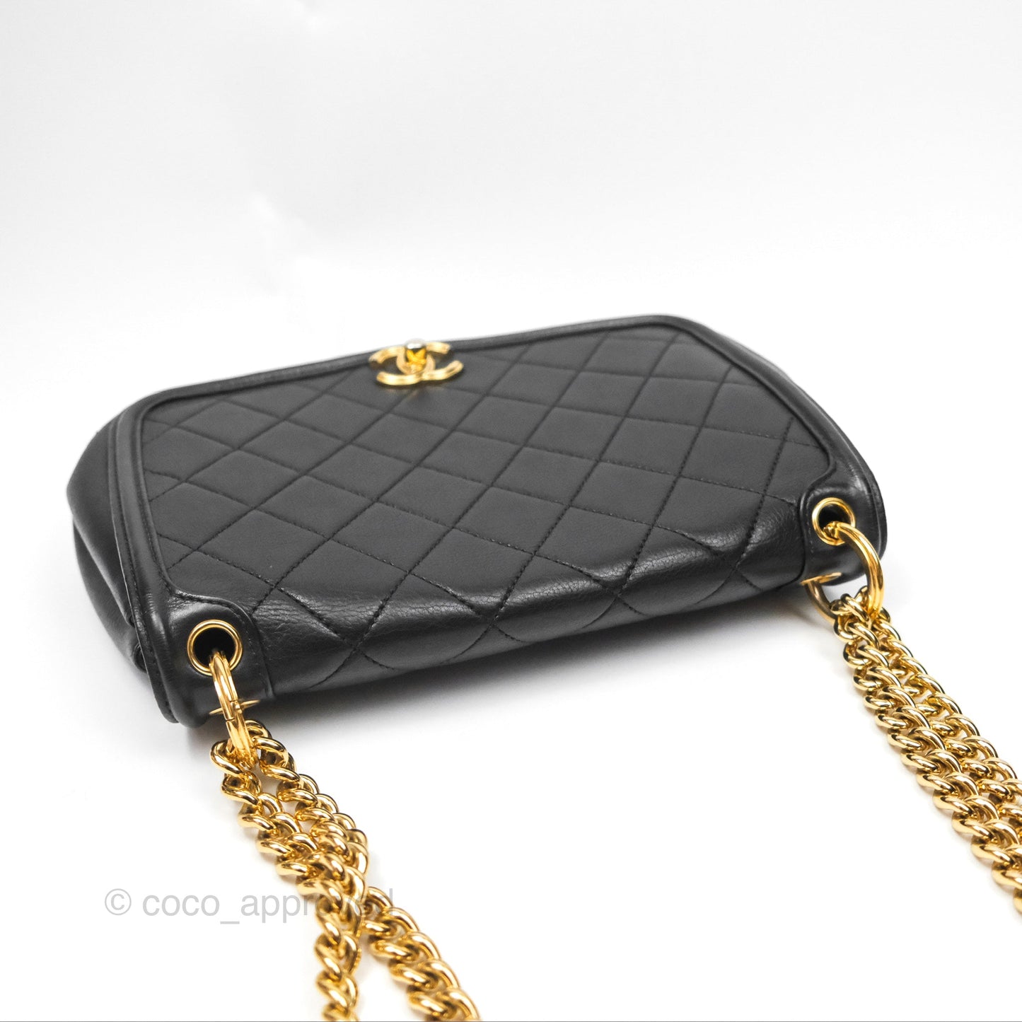 Chanel Small Underline Saddle Flap Bag Black Calfskin Gold Hardware
