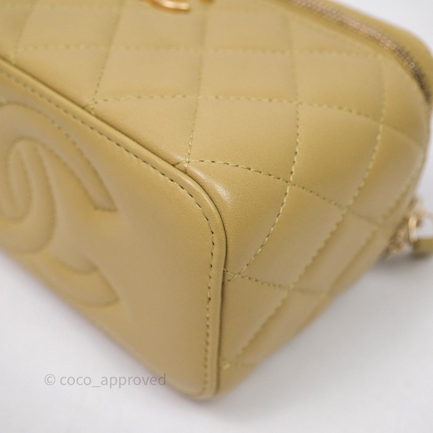 Chanel Top Handle Vanity with Chain Olive Green Lambskin Aged Gold Hardware