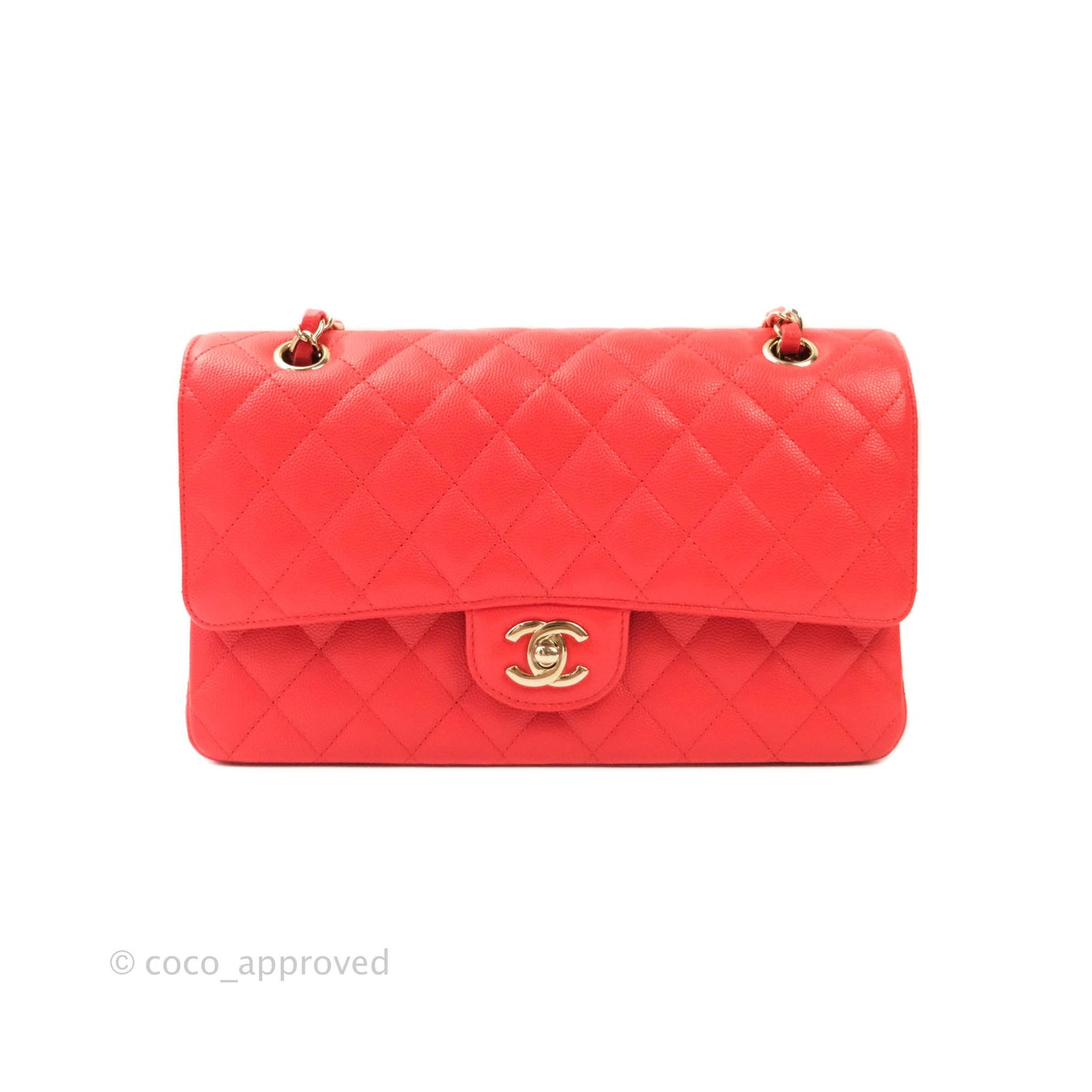 Chanel Classic M/L Medium Double Flap Red Caviar Gold Hardware