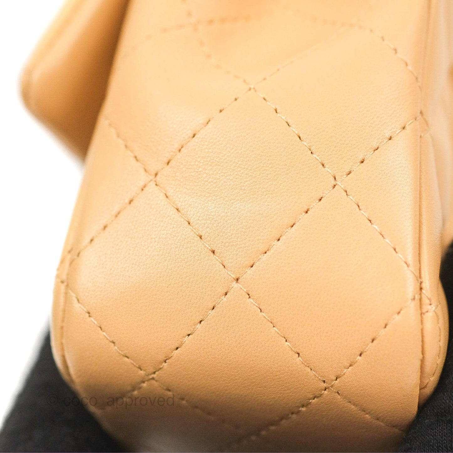 Chanel Quilted Mini Rectangular Flap Beige Lambskin Gold Hardware