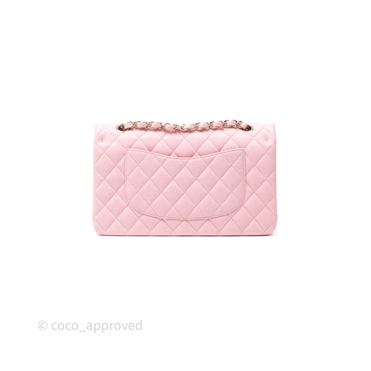 Chanel Classic M/L Medium Flap Quilted Pink Lambskin Gold Hardware