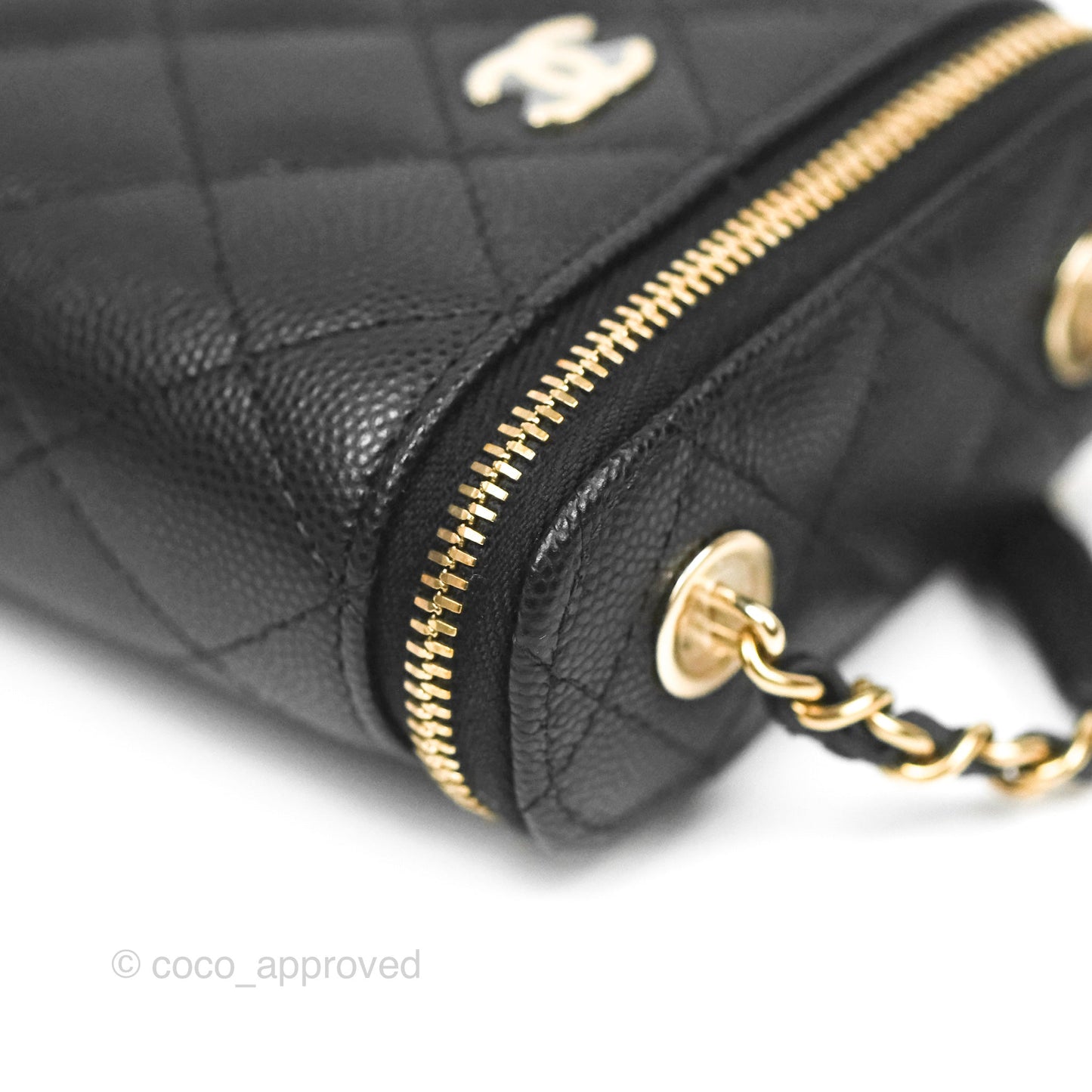 Chanel Classic Mini Vanity With Chain Black Caviar Gold Hardware