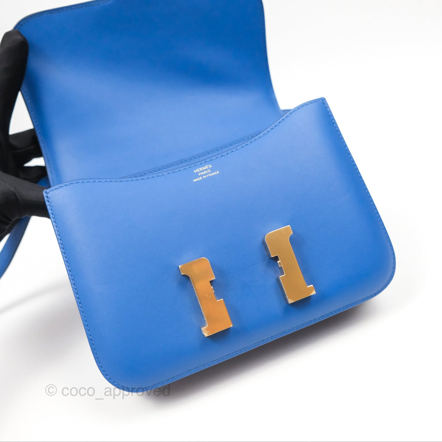 Hermès Constance Mini 18cm Mirror Bleu France 71 Swift Gold Hardware