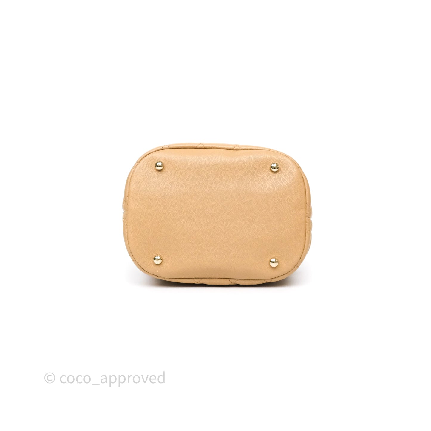 Chanel Rolled Up Bucket Drawstring Bag Beige Caviar Gold Hardware