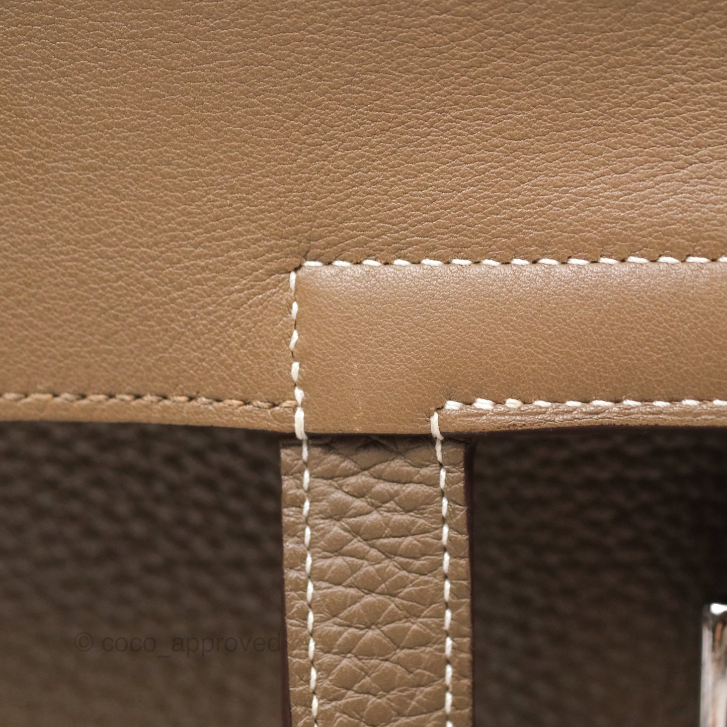 Hermès Halzan 31 Etoupe Clemence Palladium Hardware