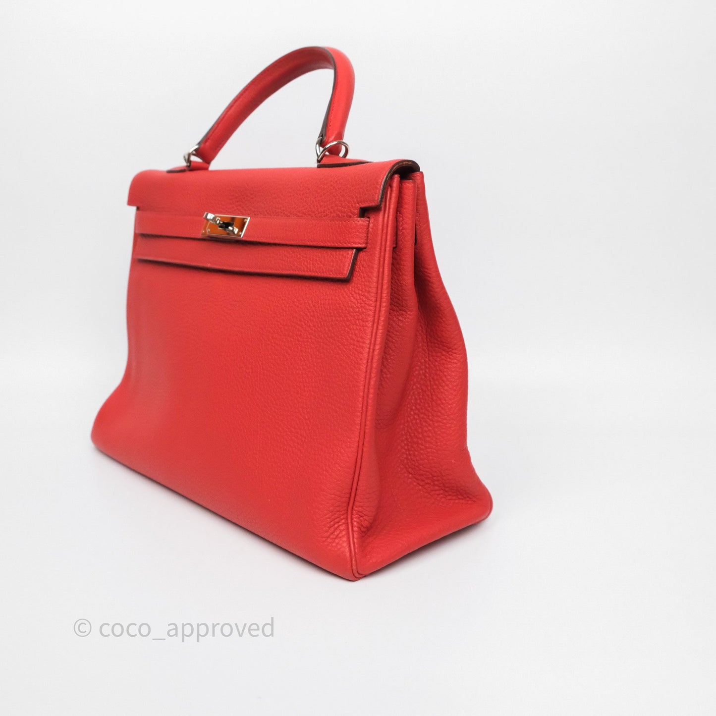 Hermès Kelly 35 Retourne Red Togo Palladium Hardware