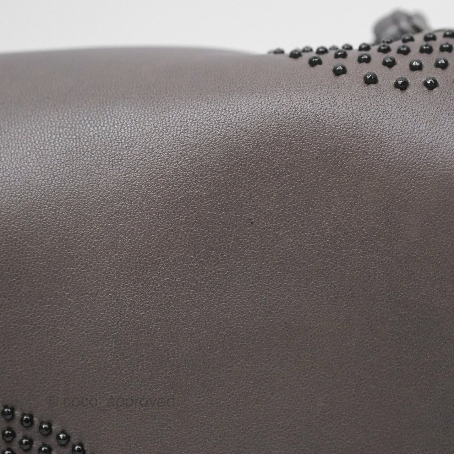 Chanel Studded CC East West Flap Shoulder Bag Lambskin Dark Grey