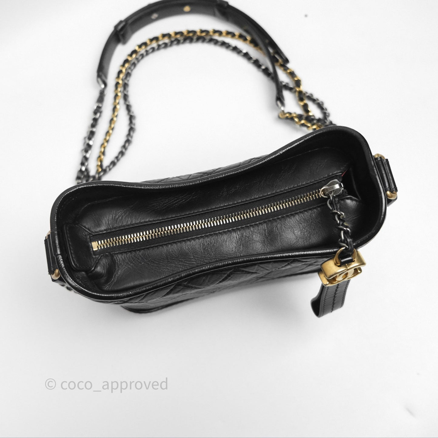 Chanel Small Gabrielle Hobo Quilted Black Aged Calfskin