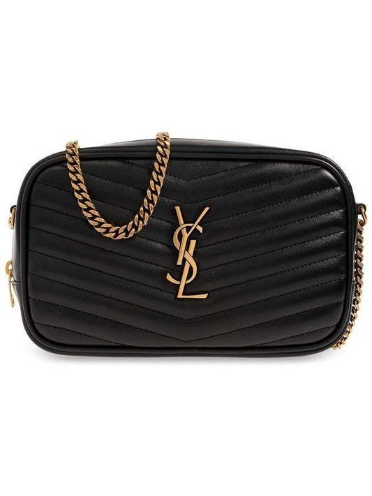 Luxury Saint Laurent Lou Small Leather Cross Bag Black