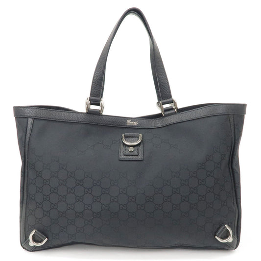 Luxury Gucci Abbey GG Nylon Leather Tote Bag Hand Bag Black 293580