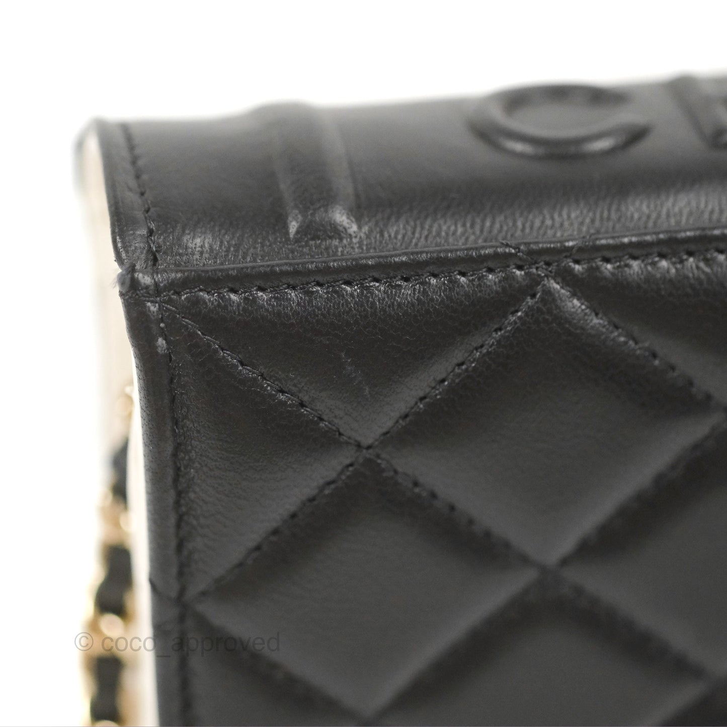 Chanel Quilted Book Wallet on Chain WOC Black Lambskin Gold Hardware