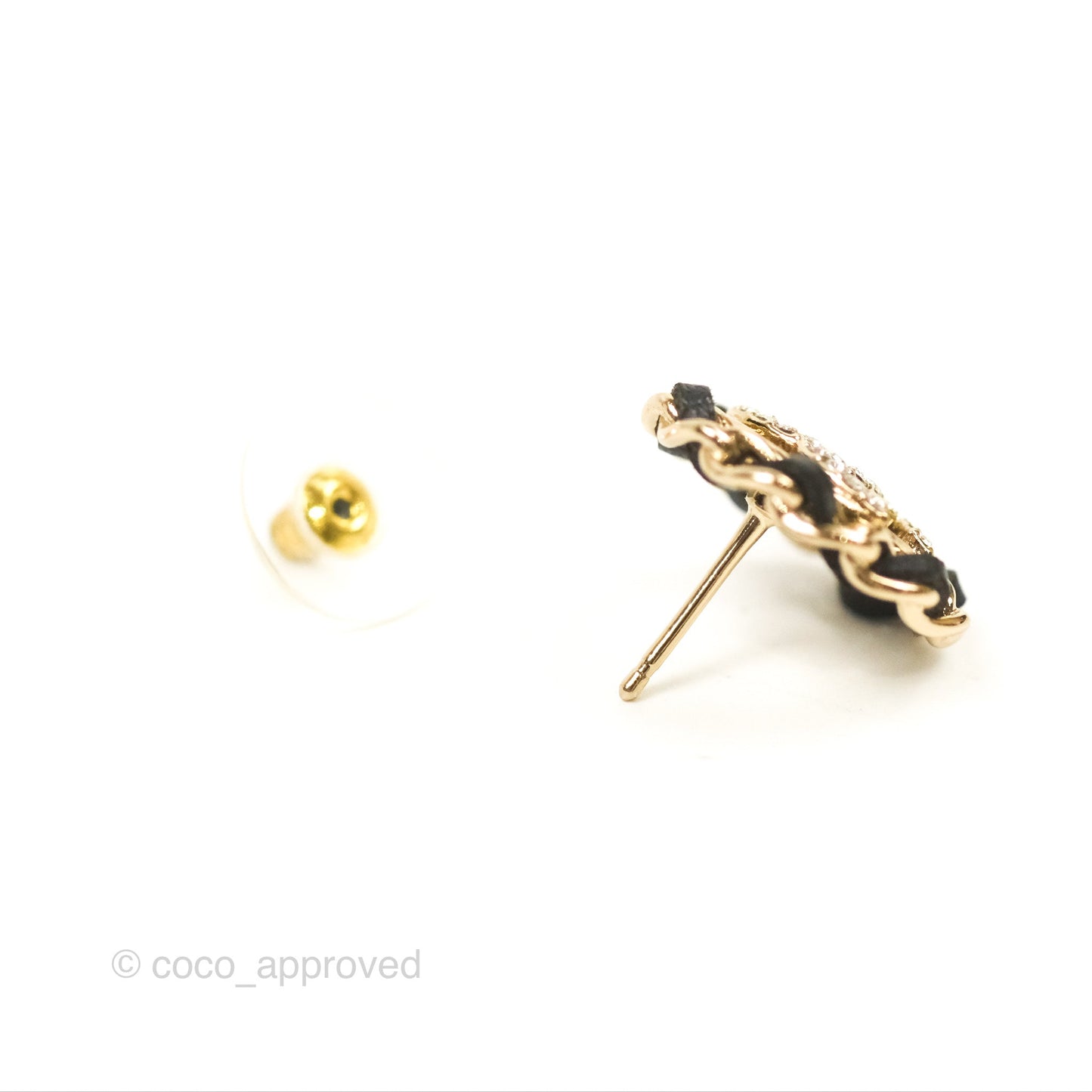 Chanel CC Crystal Woven Round Earrings Gold Tone 22S