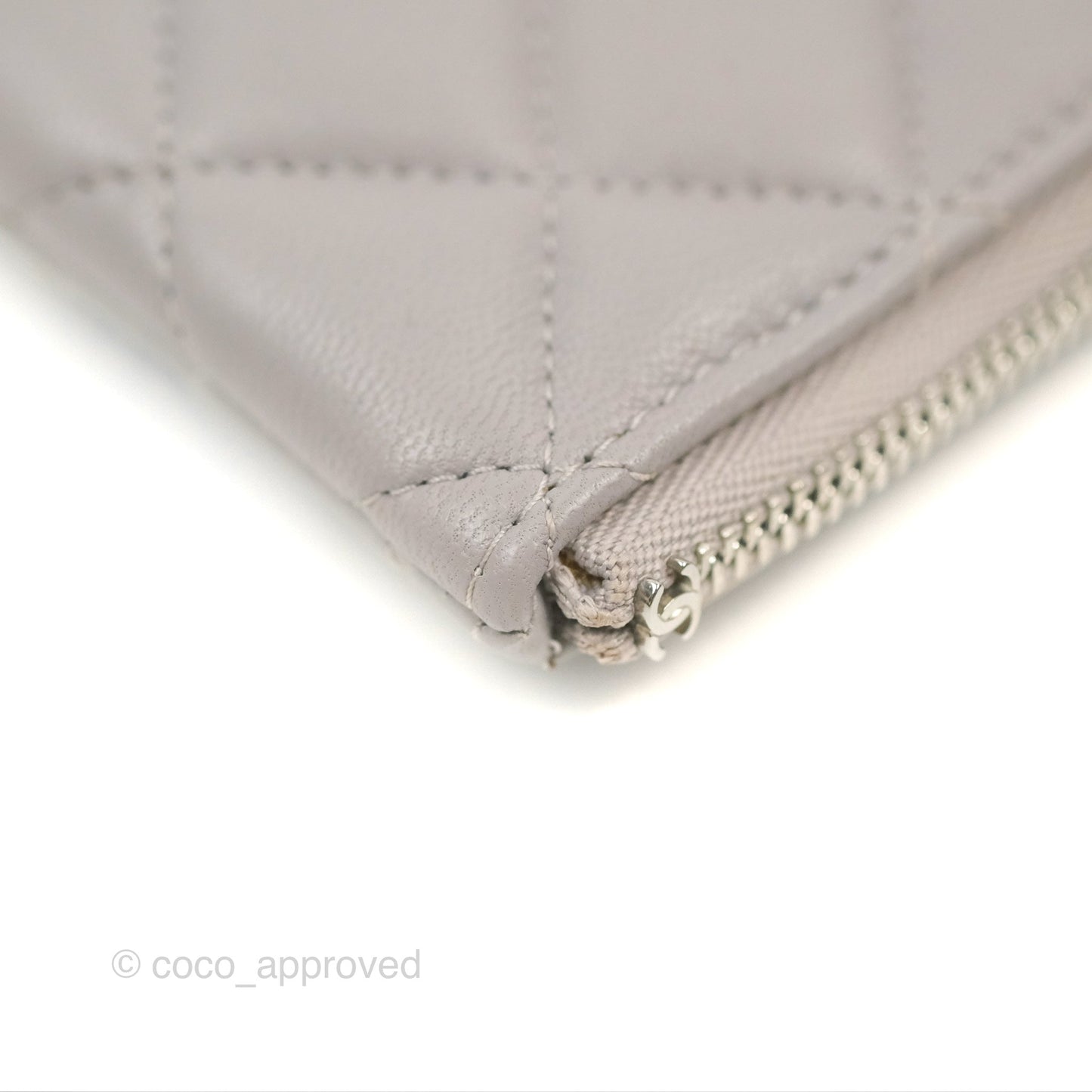 Chanel Quilted Small O Case Grey Lambskin Silver Hardware