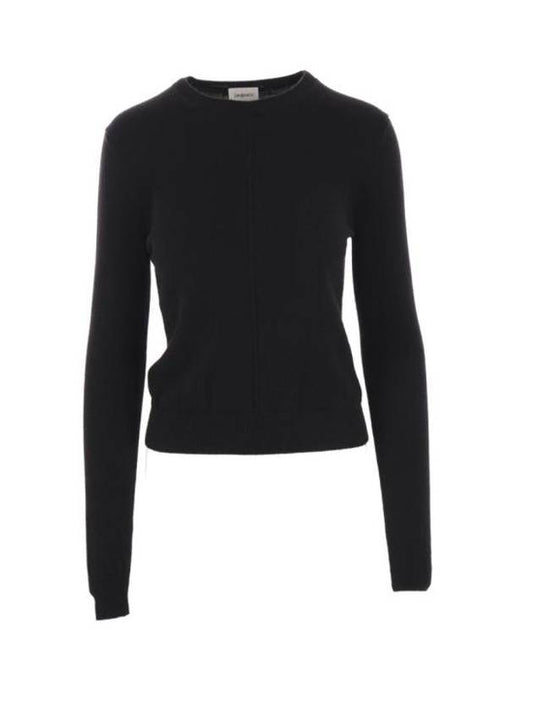 Luxury Saint Laurent Openwork Cashmere Sweatshirt Black
