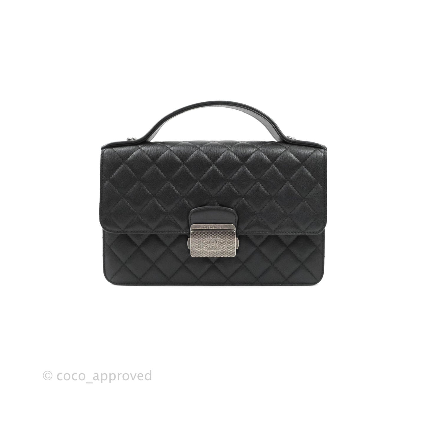 Chanel Small CC University Flap Bag Black Calfskin Ruthenium Hardware