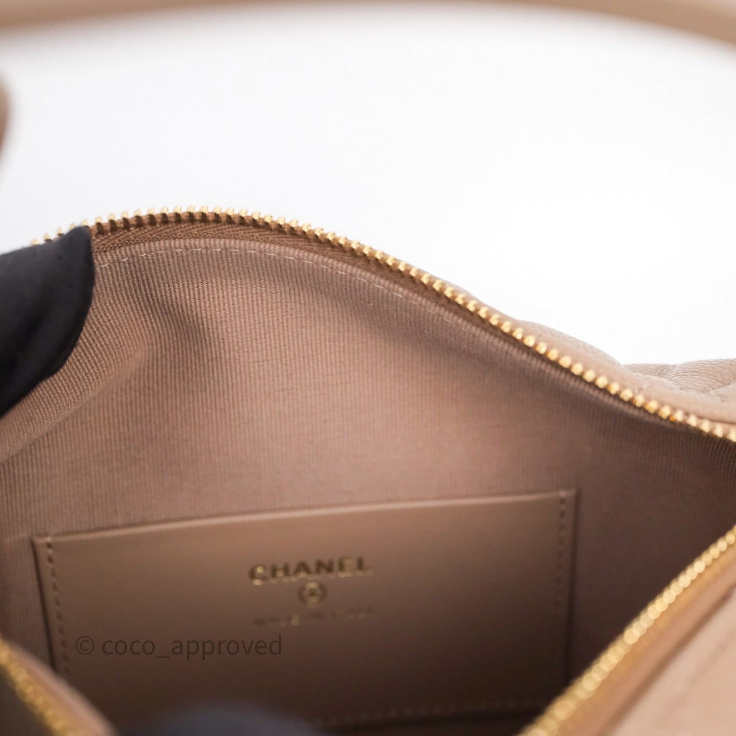 Chanel Quilted Hobo With Chain Beige Fonce Caviar Gold Hardware