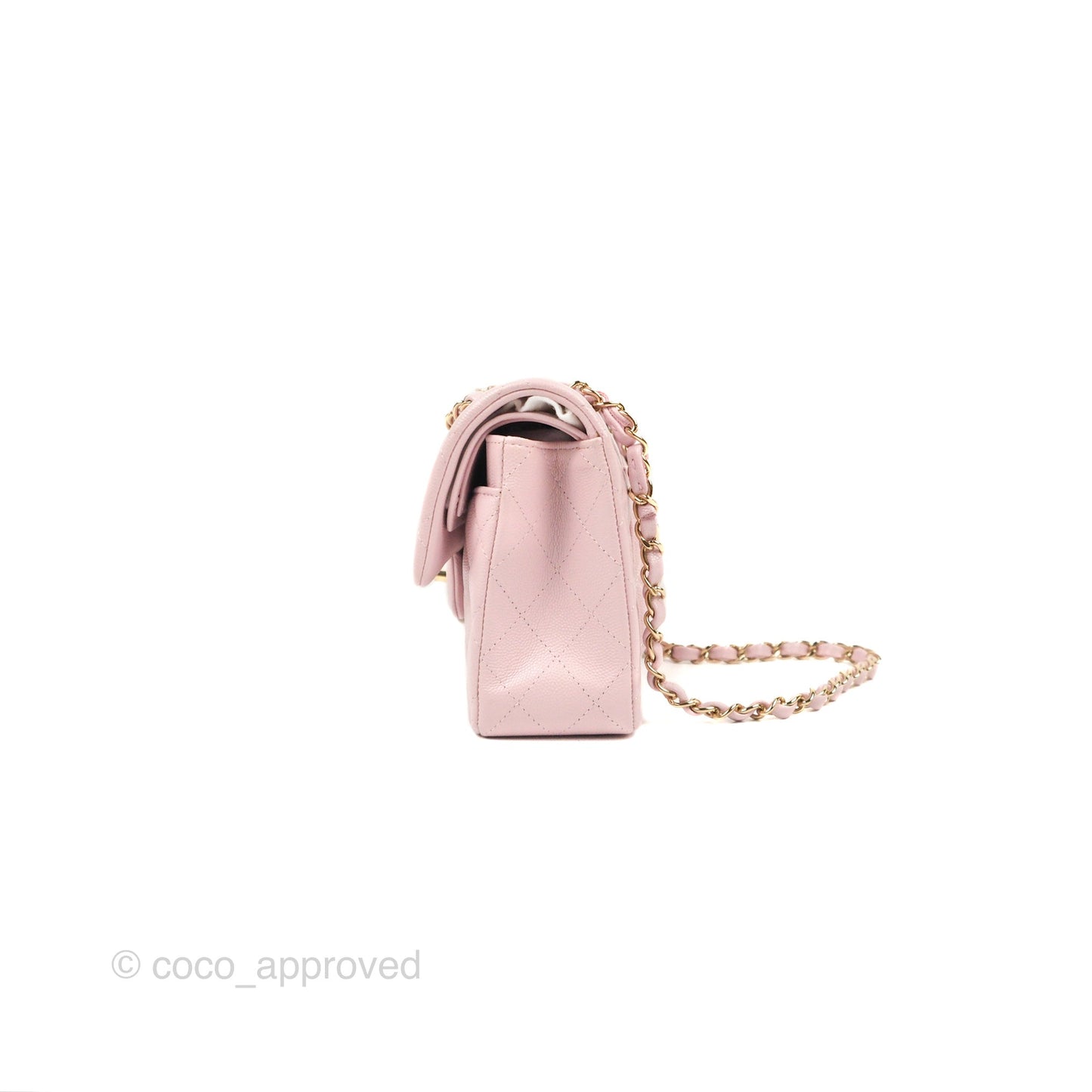 Chanel Small Classic Quilted Flap Pink Caviar Gold Hardware 21S