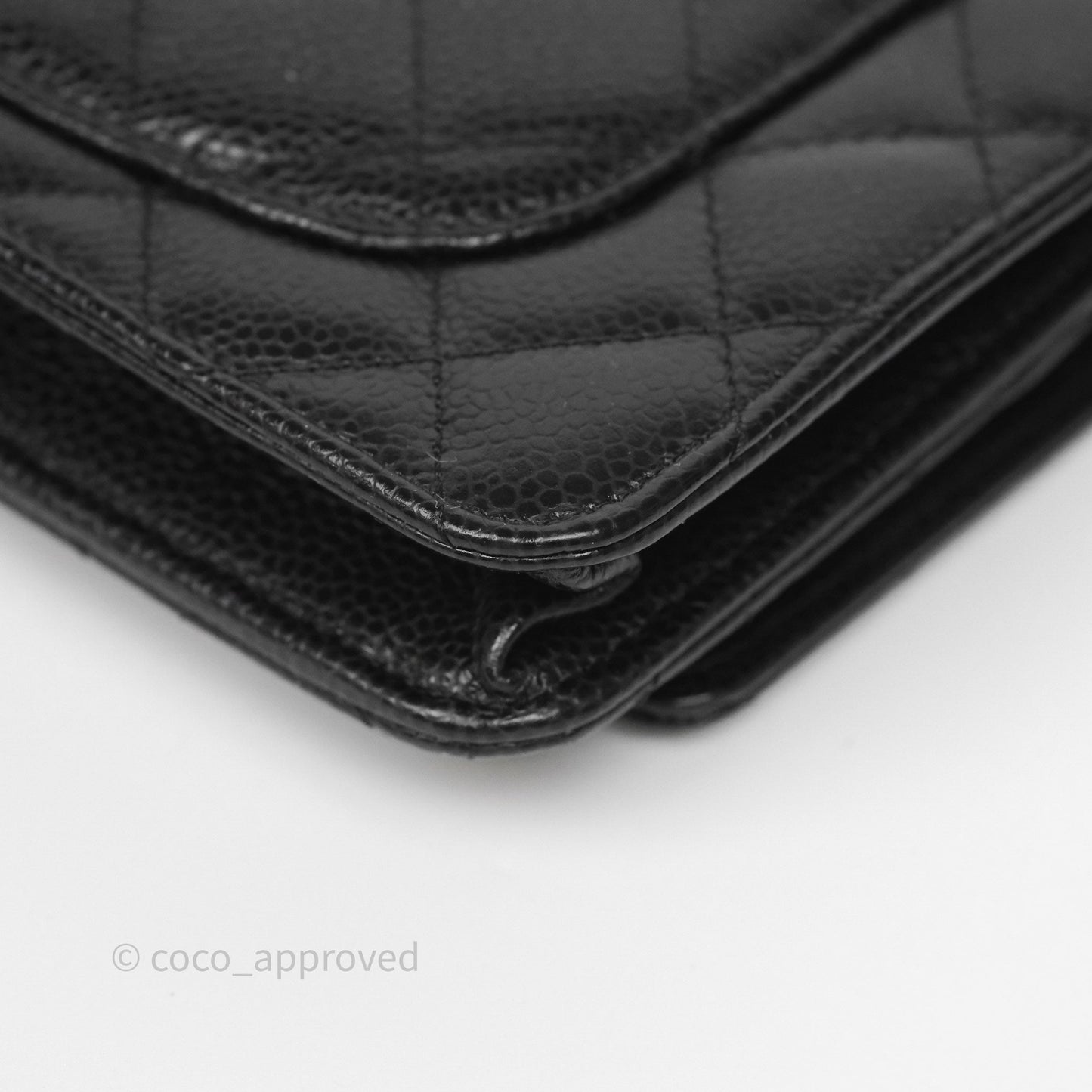 Chanel Classic Wallet On Chain WOC Quilted Black Caviar Gold Hardware